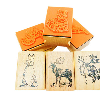 1Συσκευασία χειροτεχνίας ξύλινες σφραγίδες DIY Kawaii δασικό ζώο για scrapbooking χαρτικά scrapbooking 4x3x2,4cm