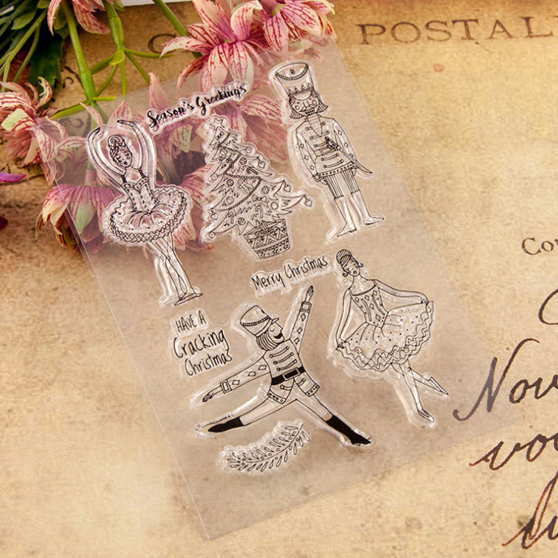 1 τεμ. Χριστουγεννιάτικο χορό Διαφανές διαφανές σφραγίδα σιλικόνης Κοπή DIY Scrapbooking Λαστιχένιο χρωματισμό ανάγλυφο Διακόσμηση ημερολογίου επαναχρησιμοποιήσιμο