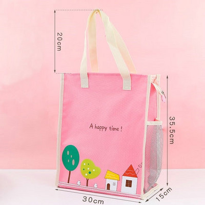 Geantă de școală Kawaii Genți portabile de cărți pentru teme pentru copii de școală Geanta de mână impermeabilă pentru studiu