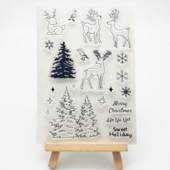 Kawaii božićni jeleni prozirni prozirni silikonski pečat DIY šablona za spomenare bojanje ukrasni uredski školski pribor