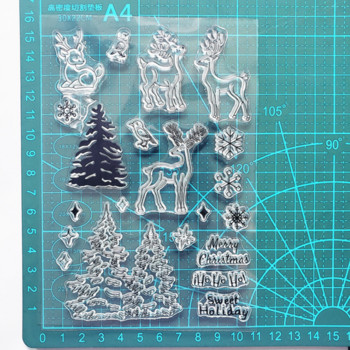 Χριστουγεννιάτικα ελάφια Kawaii διαφανής σφραγίδα σιλικόνης DIY Scrapbooking Stencil Coloring Διακοσμητικά σχολικά είδη