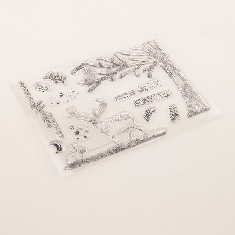 Mielas miško medis elnias pelėda triušis antspaudų rinkinys Guminis skaidrus antspaudų antspaudas Iškarpų albumo nuotraukų albumas Dekoratyvinė atvirutė skaidrių antspaudų kūrimas