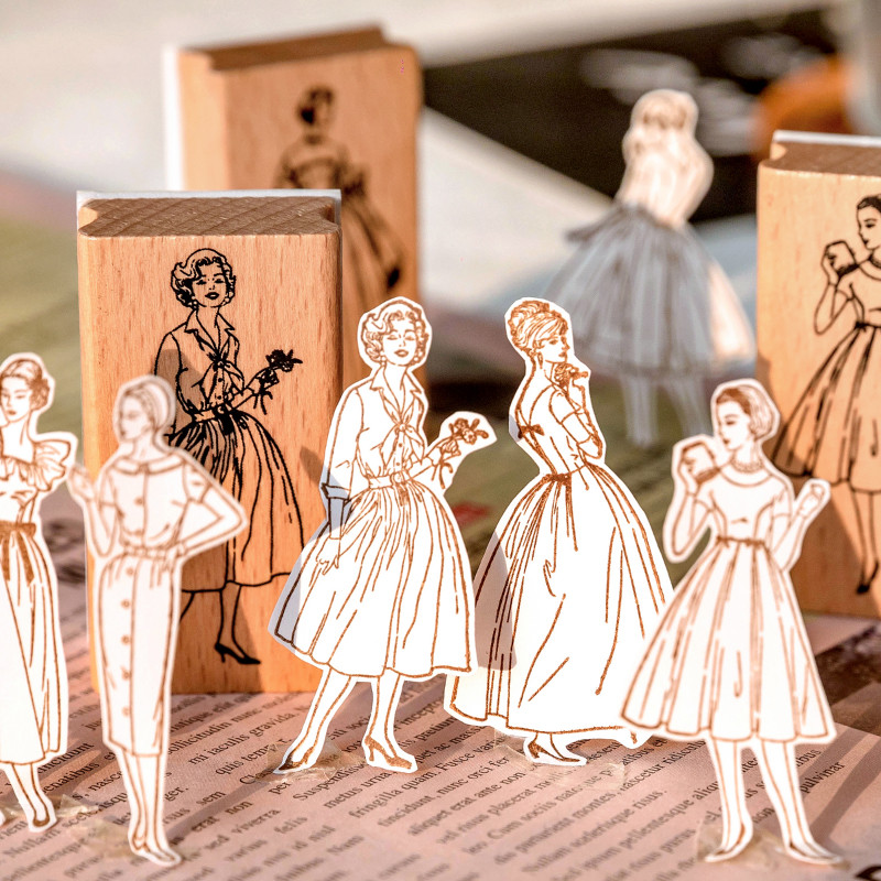 1 db Old Dream Iraqi Series Retro európai amerikai karakterek fából készült gumibélyegző kreatív barkácsnapló Scrapbooking irodaszerek