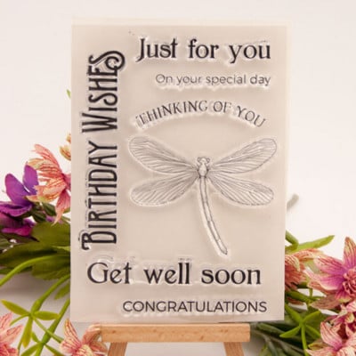 1 бр. Dragonfly Прозрачен прозрачен силиконов печат за рязане Направи си сам Scrapbooking Гумено оцветяване Релефен дневник Декорация за многократна употреба