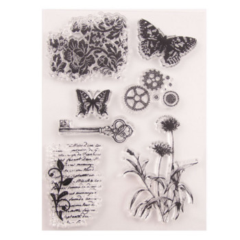 Butterfly Gear Прозрачен прозрачен силиконов печат Seal Cutting Направи си сам албум с каучукови оцветители Релефен дневник Декорация за многократна употреба