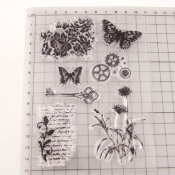 Butterfly Gear Διαφανής διαφανής σφραγίδα σιλικόνης σφραγίδα κοπής DIY λεύκωμα από καουτσούκ Χρωματισμός ανάγλυφο ημερολόγιο Διακόσμηση επαναχρησιμοποιήσιμη
