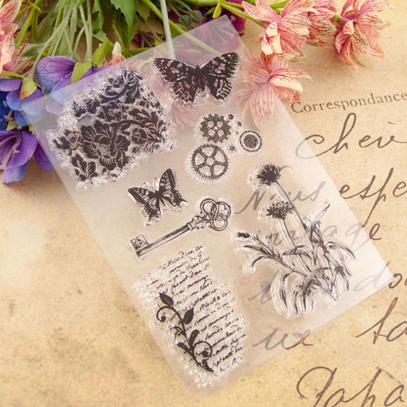 Leptir zupčanik, prozirni, prozirni silikonski pečat, rezanje pečata, DIY spomenar, gumene boje, reljefni dnevnik, ukras za višekratnu upotrebu