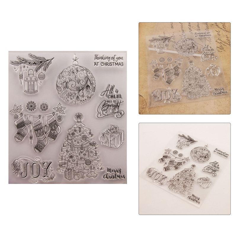 DIY pečat Sretno božićno drvce, prozirna, prozirna silikonska pečata, čestitka za spomenare