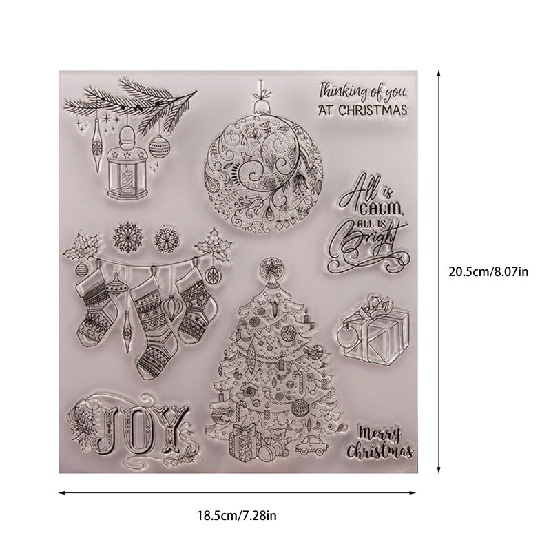 DIY pečat Sretno božićno drvce, prozirna, prozirna silikonska pečata, čestitka za spomenare