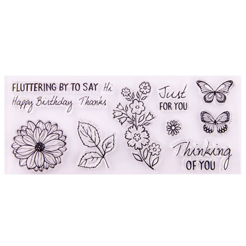 1 vnt Gėlių drugelio skaidrus skaidrus silikoninis antspaudo antspaudas, pjaustomas „pasidaryk pats“ iškarpų albumas, guminis dažymas, įspaudimas dienoraščio dekoras, daugkartinis