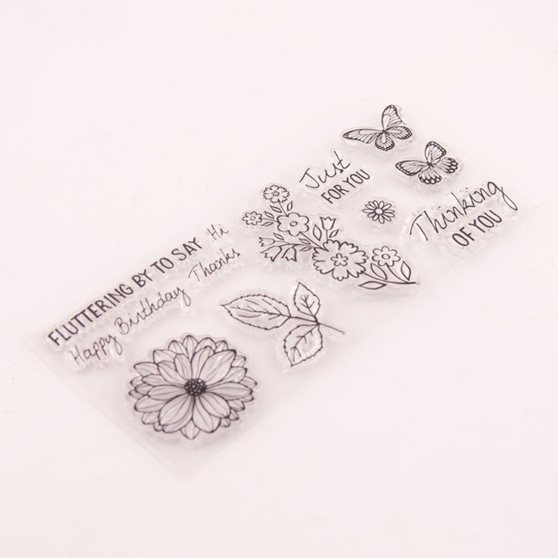 1 vnt Gėlių drugelio skaidrus skaidrus silikoninis antspaudo antspaudas, pjaustomas „pasidaryk pats“ iškarpų albumas, guminis dažymas, įspaudimas dienoraščio dekoras, daugkartinis