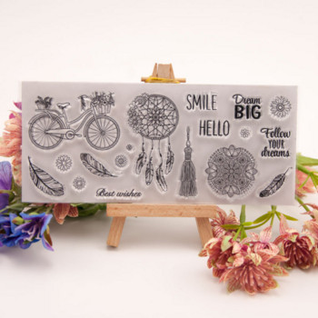 Φτερό λουλούδι διαφανές σφραγίδα σιλικόνης DIY λεύκωμα από καουτσούκ χρωματιστό στένσιλ ημερολογίου Σχολικά προμήθειες