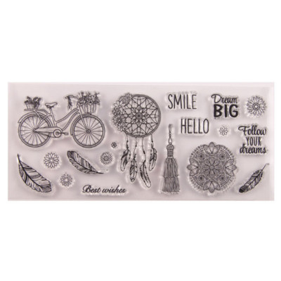 Pero cvijet prozirni prozirni silikonski pečat pečat DIY spomenar gumena šablona bojanje dnevnik dekor uredski školski pribor