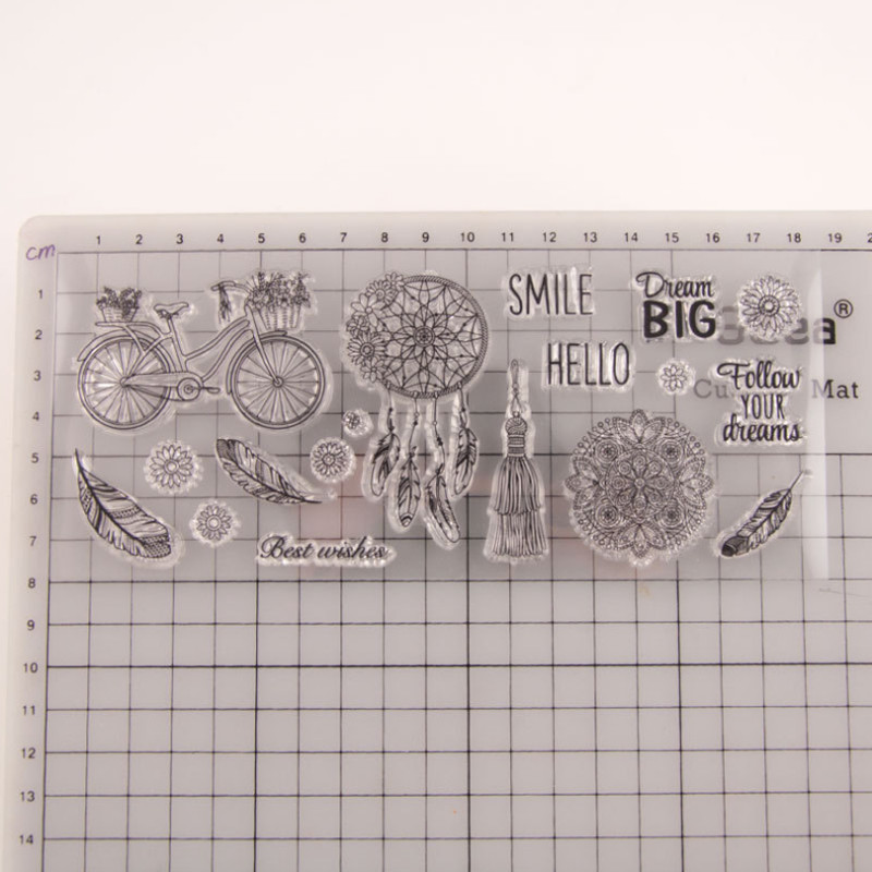 Pero cvijet prozirni prozirni silikonski pečat pečat DIY spomenar gumena šablona bojanje dnevnik dekor uredski školski pribor