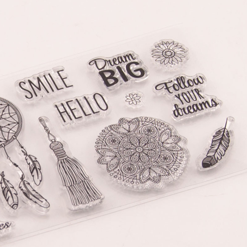 Pero cvijet prozirni prozirni silikonski pečat pečat DIY spomenar gumena šablona bojanje dnevnik dekor uredski školski pribor