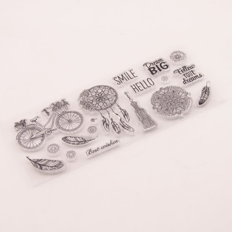 Pero cvijet prozirni prozirni silikonski pečat pečat DIY spomenar gumena šablona bojanje dnevnik dekor uredski školski pribor