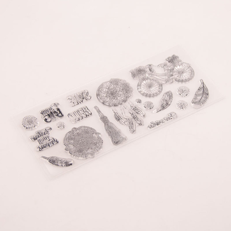 Pero cvijet prozirni prozirni silikonski pečat pečat DIY spomenar gumena šablona bojanje dnevnik dekor uredski školski pribor