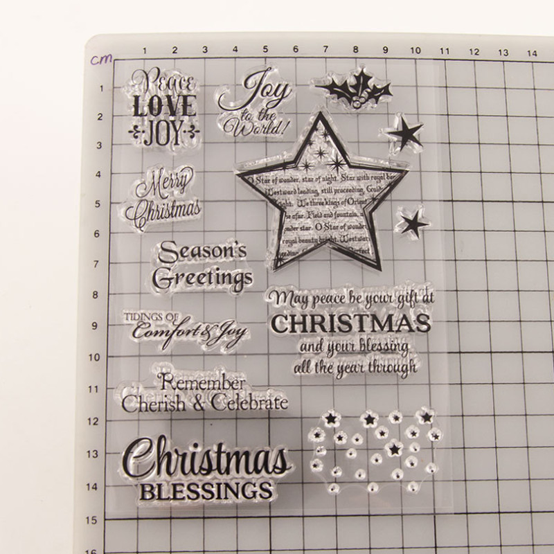 Piecstaru zvaigzne caurspīdīgs caurspīdīgs silikona zīmogs DIY albums Gumijas štancēšana krāsojums reljefs dienasgrāmatas dekors atkārtoti lietojams