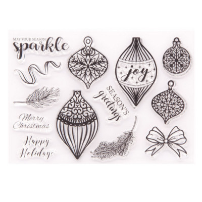Vianočná priehľadná silikónová pečiatka, pečať, vyrezávanie, DIY scrapbooking, gumová farbička, embosovanie, dekorácia diára, opakovane použiteľná T1760