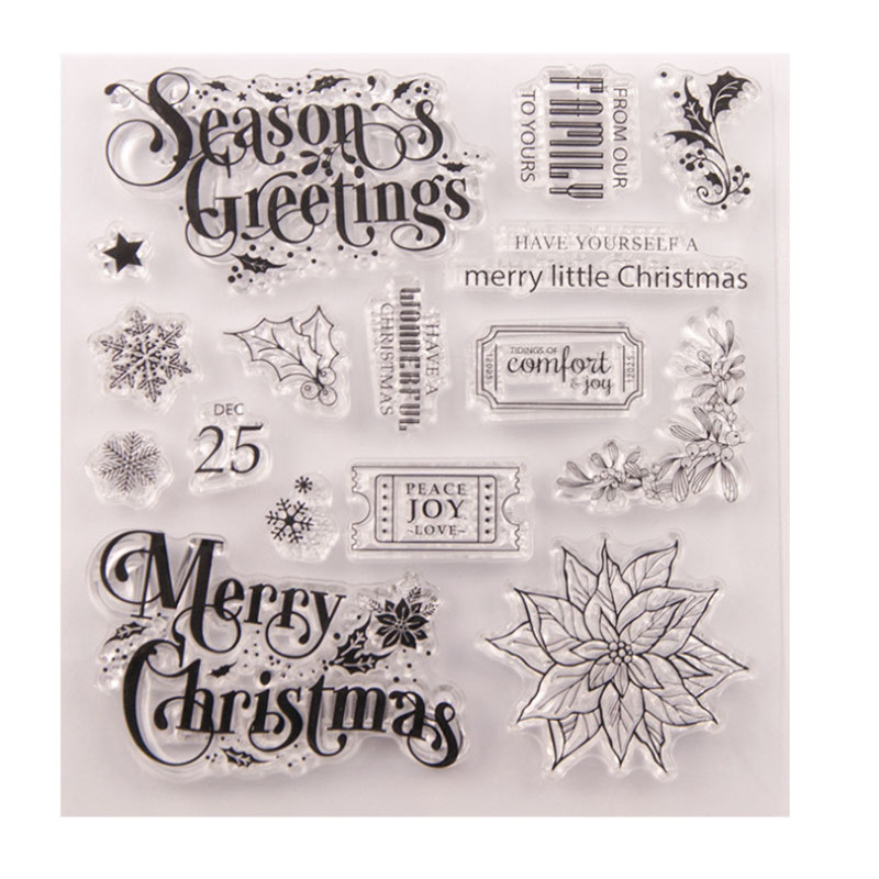 Ziemassvētku lapas Caurspīdīgs Caurspīdīgs Silikona Zīmogs Zīmogs Griešana DIY albums Gumijas krāsojums Reljefs Dienasgrāmatas Dekorācija Atkārtoti lietojams