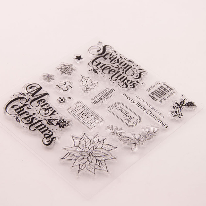 Ziemassvētku lapas Caurspīdīgs Caurspīdīgs Silikona Zīmogs Zīmogs Griešana DIY albums Gumijas krāsojums Reljefs Dienasgrāmatas Dekorācija Atkārtoti lietojams