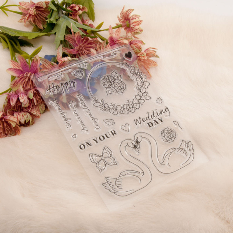 Gulbė Valentino diena Antspaudai Guminis Skaidrus Silikoninis Antspaudas „Pasidaryk pats“ Rankinė sąskaita Iškarpų žurnalas „Decora Crafts“ Trafaretai Daugkartiniai