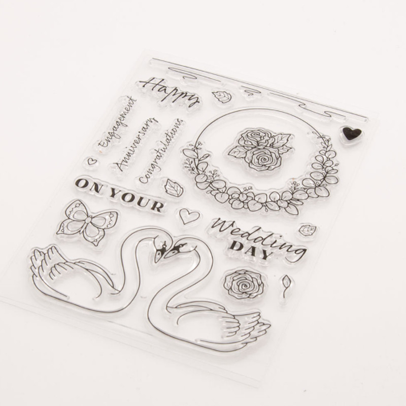 Gulbė Valentino diena Antspaudai Guminis Skaidrus Silikoninis Antspaudas „Pasidaryk pats“ Rankinė sąskaita Iškarpų žurnalas „Decora Crafts“ Trafaretai Daugkartiniai