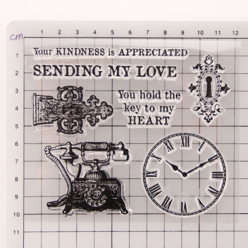 Sat Telefon Prozirni prozirni silikonski pečat Pečat DIY Scrapbooking Gumeno utiskivanje Bojanje Reljefni dnevnik Dekor za višekratnu upotrebu T1314