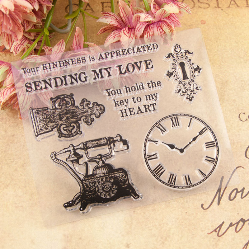 Sat Telefon Prozirni prozirni silikonski pečat Pečat DIY Scrapbooking Gumeno utiskivanje Bojanje Reljefni dnevnik Dekor za višekratnu upotrebu T1314