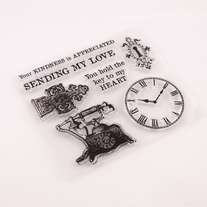 Sat Telefon Prozirni prozirni silikonski pečat Pečat DIY Scrapbooking Gumeno utiskivanje Bojanje Reljefni dnevnik Dekor za višekratnu upotrebu T1314