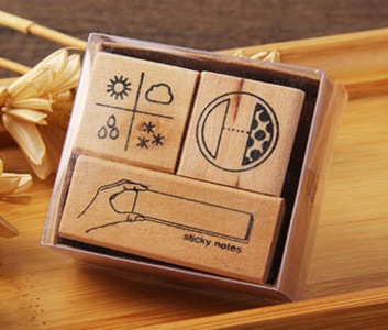 Kawaii Retro mediniai guminiai antspaudai Maži mielas orų kalendoriaus planas Antspaudas Guminis sandariklis DIY Scrapbooking žurnalų planuotojas dekoratyvinis