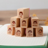 8 Pc/Set Kawaii Girl Week Σφραγίδα DIY Scrapbook Planner Decoration Stamp Ημερολόγιο Πρόγραμμα Διαθέσιμο ημερολόγιο Ξύλινη σφραγίδα