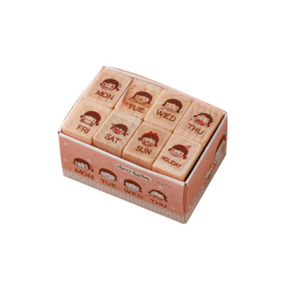 8 Pc/Set Kawaii Girl Week Σφραγίδα DIY Scrapbook Planner Decoration Stamp Ημερολόγιο Πρόγραμμα Διαθέσιμο ημερολόγιο Ξύλινη σφραγίδα