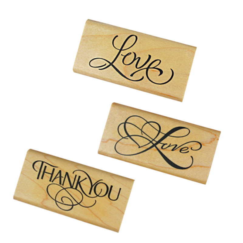 Mieli meilės padėkos antspaudai „pasidaryk pats“ dekoratyvinis antspaudas, mediniai guminiai antspaudai, skirti „Scrapbooking“ žurnalo dienoraščio raštinės reikmenims standartinis antspaudas