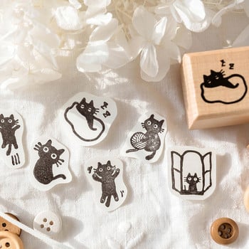 1 Pc Mr. Edgar Series Kawaii Cat Beech Rubber Stamp Creative DIY Handbook Decor Children Material Printing Χαρτικά