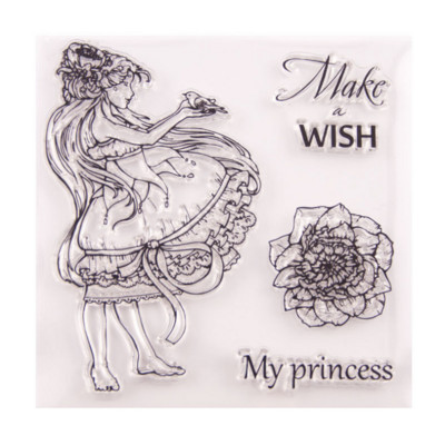 Djevojka, cvijet, prozirni prozirni silikonski pečat za žigove. Uradi sam spomenar, gumeni pečat, bojanje, reljefni dnevnik, dekor za višekratnu upotrebu T3040