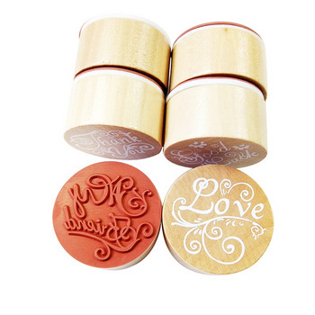 1бр ретро пожелания кръгли дървени гумени печати за Направи си сам скрапбукинг декорация релефен занаят 4X2.5CM