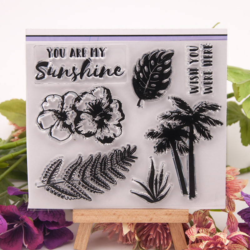 Kookospähklipuu läbipaistev läbipaistev silikoonist templitihend DIY väljalõigete album kummist tembeldamine värvimine reljeefne päeviku kaunistus korduvkasutatav