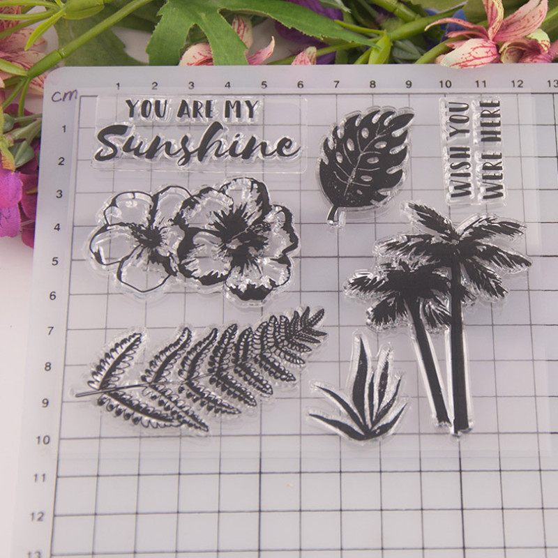 Kookospähklipuu läbipaistev läbipaistev silikoonist templitihend DIY väljalõigete album kummist tembeldamine värvimine reljeefne päeviku kaunistus korduvkasutatav