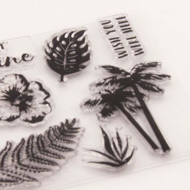 Kookospähklipuu läbipaistev läbipaistev silikoonist templitihend DIY väljalõigete album kummist tembeldamine värvimine reljeefne päeviku kaunistus korduvkasutatav