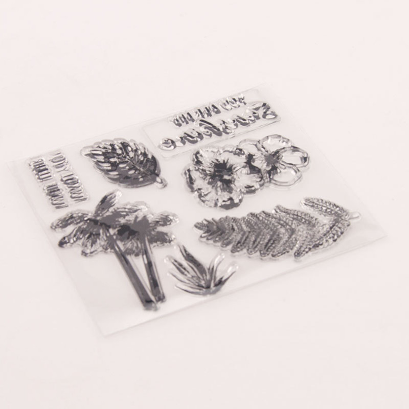 Kookospähklipuu läbipaistev läbipaistev silikoonist templitihend DIY väljalõigete album kummist tembeldamine värvimine reljeefne päeviku kaunistus korduvkasutatav