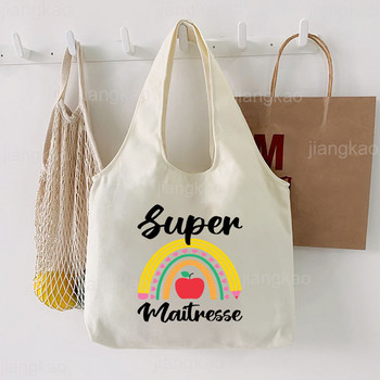 Marci Maitresse Print Tote Bag Literature Τσάντα ώμου Εικονογράφηση κορίτσι Βιβλίο Τσάντα Ταξίδι Harajuku Canvas Handbag Gift Fo Teacher