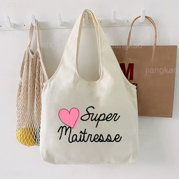 Marci Maitresse Print Tote Bag Literature Τσάντα ώμου Εικονογράφηση κορίτσι Βιβλίο Τσάντα Ταξίδι Harajuku Canvas Handbag Gift Fo Teacher