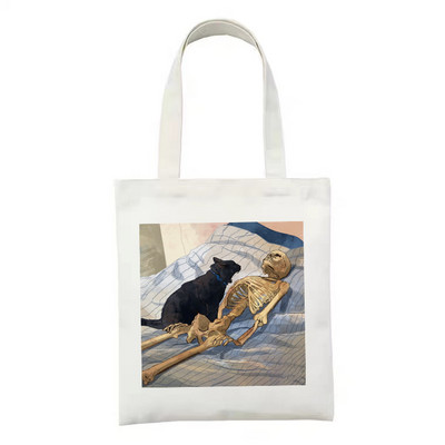 Ženska platnena velika torba s patentnim zatvaračem, modna kupovna torba s printom crtanih životinja i dinosaura, uniseks torba za rame, sklopiva za ponovnu upotrebu