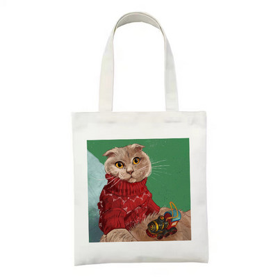 Ženska platnena velika torba s patentnim zatvaračem, modna kupovna torba s printom crtanih životinja i dinosaura, uniseks torba za rame, sklopiva za ponovnu upotrebu