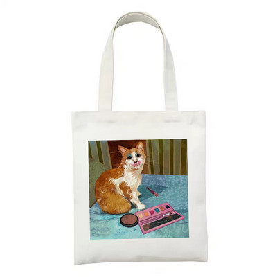 Ženska platnena velika torba s patentnim zatvaračem, modna kupovna torba s printom crtanih životinja i dinosaura, uniseks torba za rame, sklopiva za ponovnu upotrebu