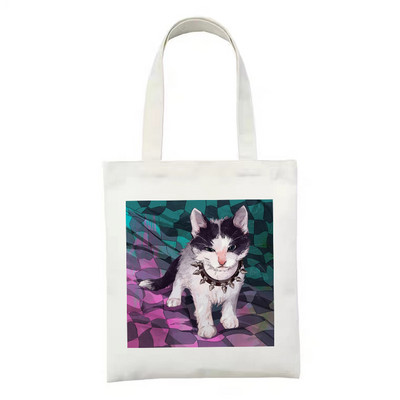 Ženska platnena velika torba s patentnim zatvaračem, modna kupovna torba s printom crtanih životinja i dinosaura, uniseks torba za rame, sklopiva za ponovnu upotrebu