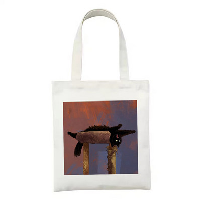 Ženska platnena velika torba s patentnim zatvaračem, modna kupovna torba s printom crtanih životinja i dinosaura, uniseks torba za rame, sklopiva za ponovnu upotrebu