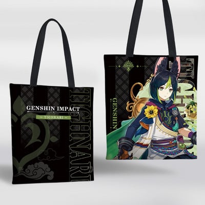 Genshin Impact Igra Periferna platnena torba Raiden Shogun Klee Hu Tao Dvodimenzionalna anime torba za pohranu na rame Shopping torba