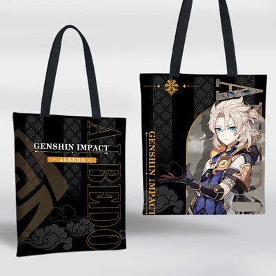 Genshin Impact Igra Periferna platnena torba Raiden Shogun Klee Hu Tao Dvodimenzionalna anime torba za pohranu na rame Shopping torba